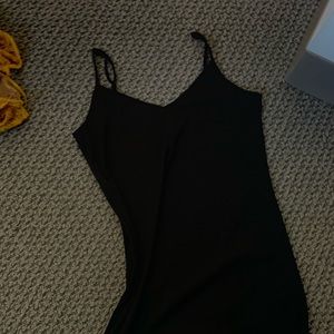 mini black slip dress